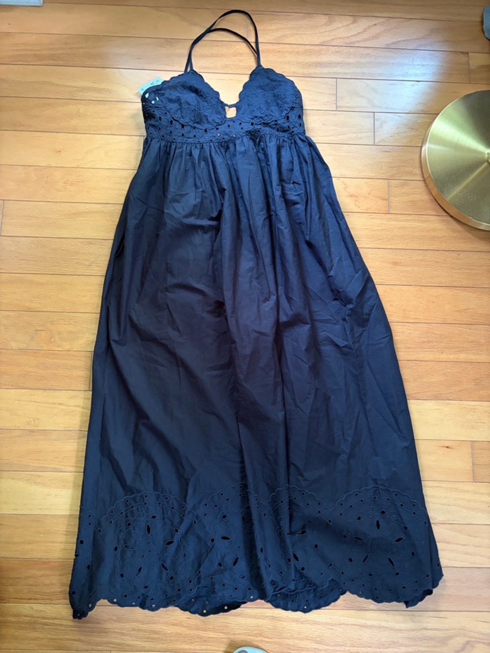 Zara Black Maxi Dress with Eyelet Detail